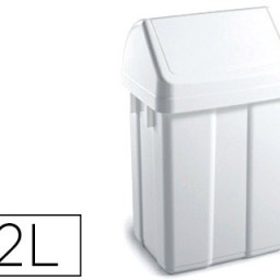 Papelera contenedor plástico blanco con tapadera 12l.